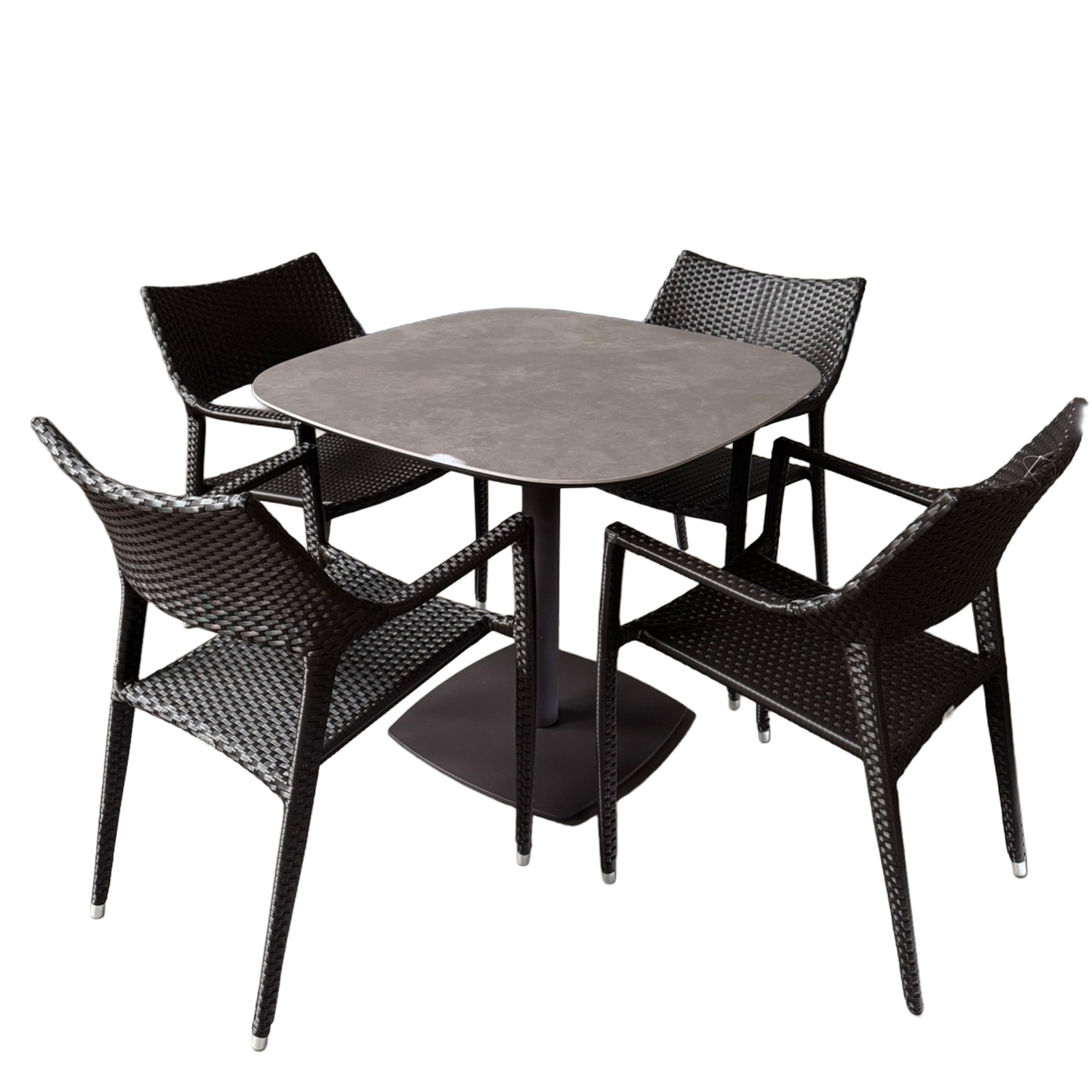 Set mesa cuadrada de aluminio y sillas soft